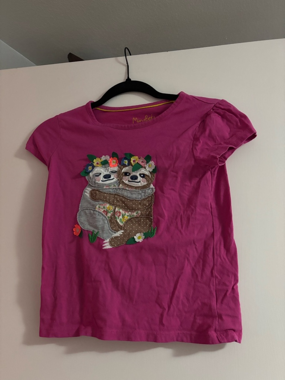Mini Boden Fuchsia Short-Sleeve Sloth Tee